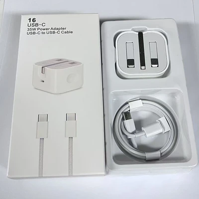 35W UK Standard Charger + PVC Round Braided C to C Data Cable 1m +16 Set Packaging Box