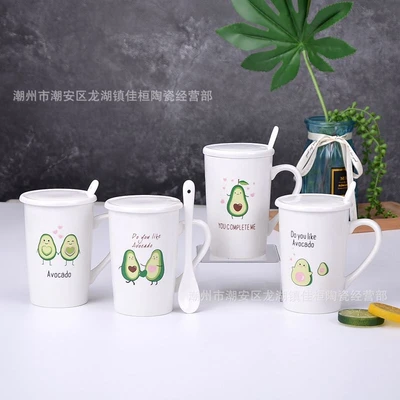 Avocado ceramic lid ceramic spoon