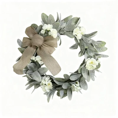 Rabbit ear leaf garland with flowers