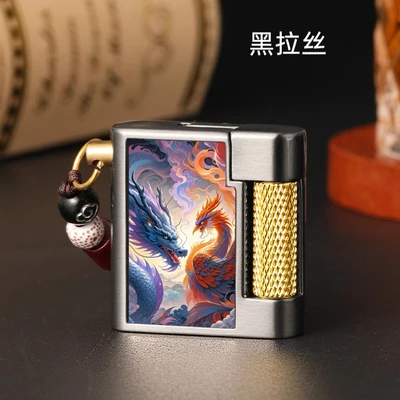 Black dragon and phoenix present auspiciousness