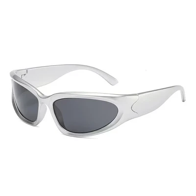 Silver frame, grey lens