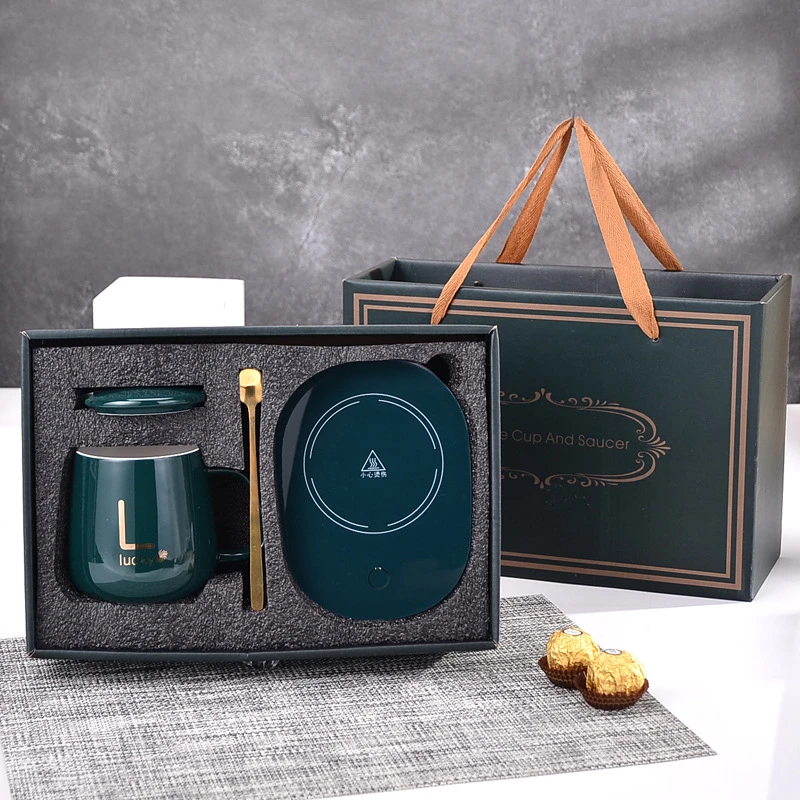 55 Degree Thermostatic Cup Creative Warm Cup Heated Thermos Cup Gift Ceramic Mug Printed Coffee Cup logo