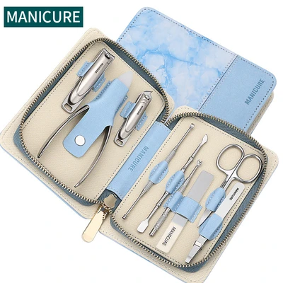 Blue marble pattern 9-piece set