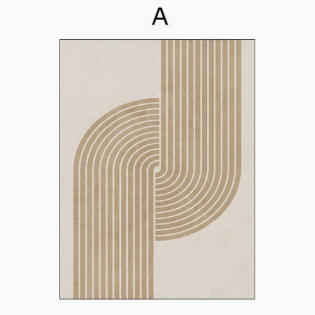 Modern Scandinavian Cream Style Simple Geometric Abstract Line Frameless Painting Living Room Bedroom Decoration Canvas Painting Core