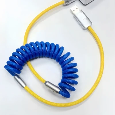 Blue and yellow [tyep-c interface] stretchable 1.8m ★zinc alloy interface