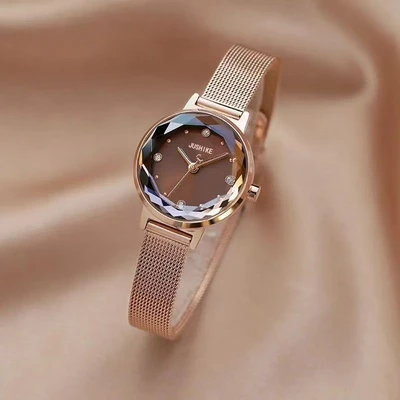 Rose gold mesh belt coffee surface