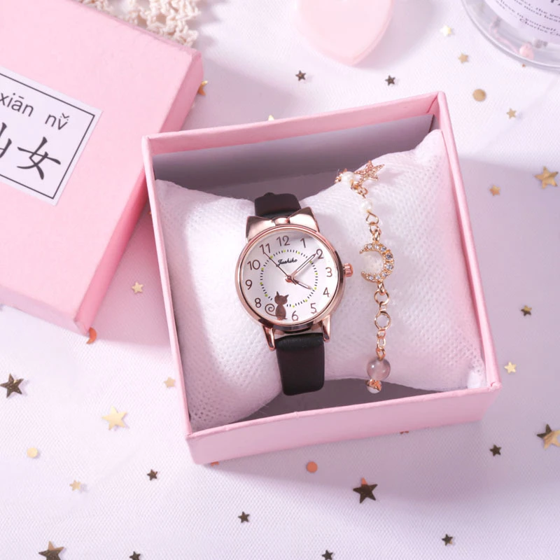 Quartz watch women's seven-point cat six-point cat love luminous needle student watch