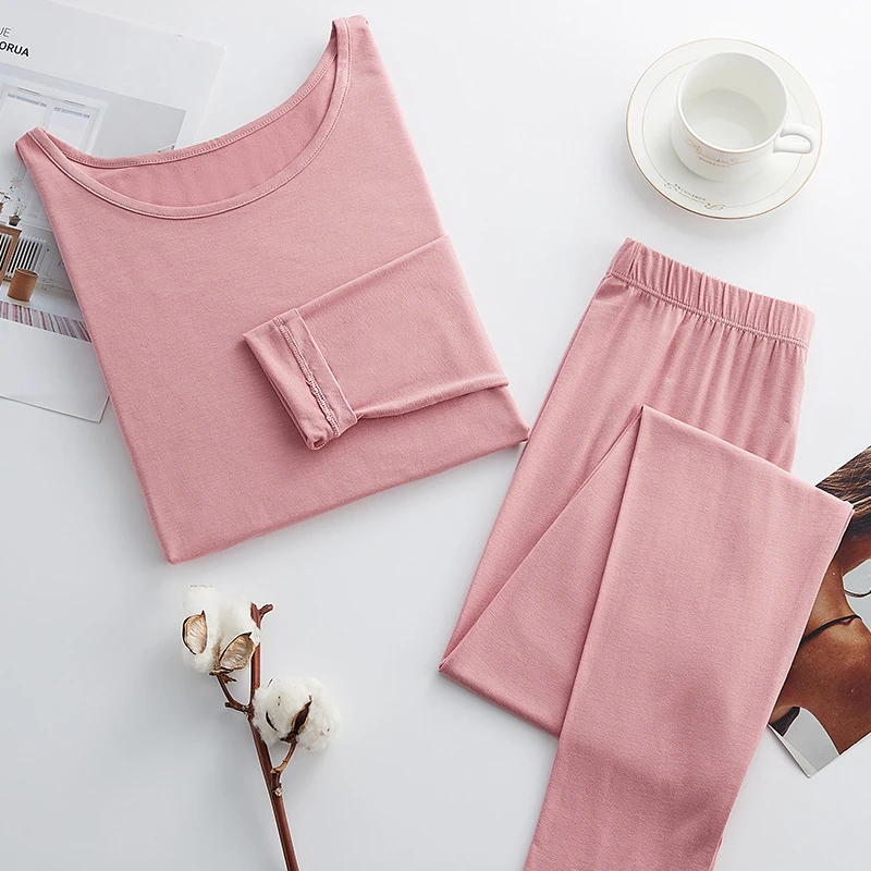 Modal autumn clothes long pants women's suit 2024 thin slim-fit seamless thermal underwear plus size base top