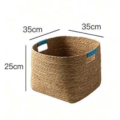 Cattail grass storage basket, square opening 35*22