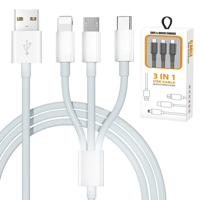 Round wire three-in-one fast charging cable [with packaging]