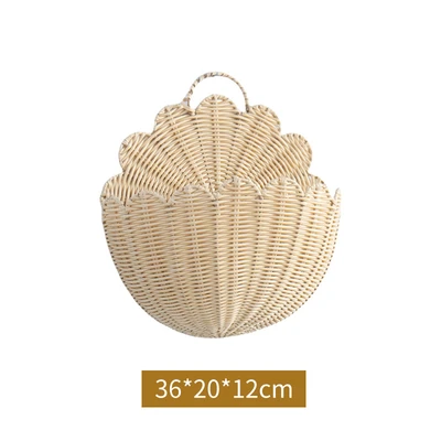 Imitation rattan handle wall hanging basket small size 36*20*12cm