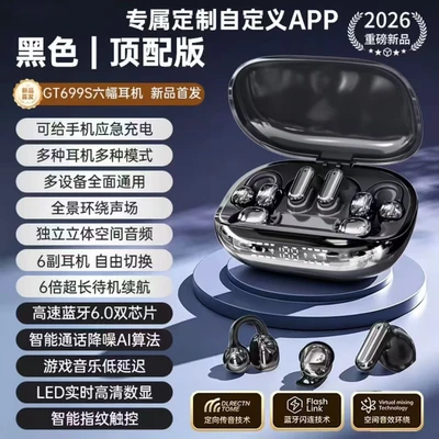 Black - 3 pieces, 6 headphones (exclusive app + AI translation + power bank version)