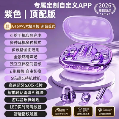 Purple - 3-piece set of 6 earphones (exclusive app + power bank version)