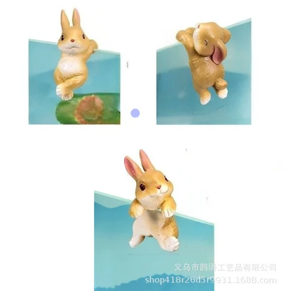 Three creative little rabbit hanging planter resin ornaments