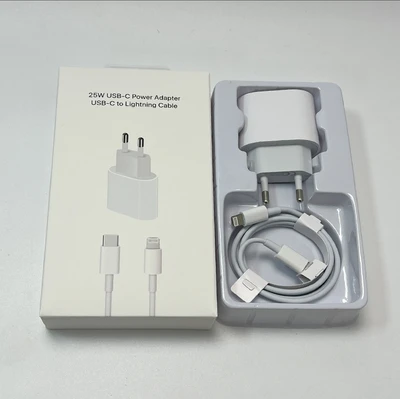 25W European standard charger + C to Apple data cable 1m + transparent hook set packaging box
