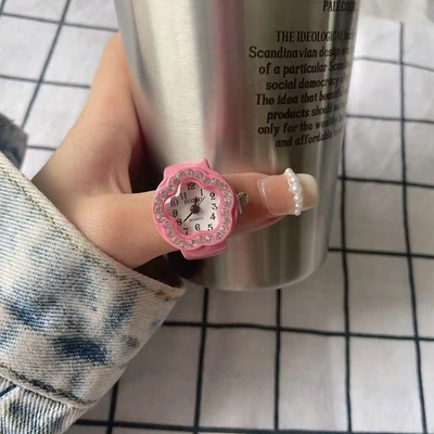 Ring watch flower pink