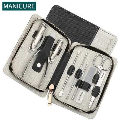 Gray and black vertical stripes 9-piece set