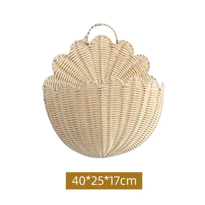 Imitation rattan handle wall hanging basket large size 40*25*17cm