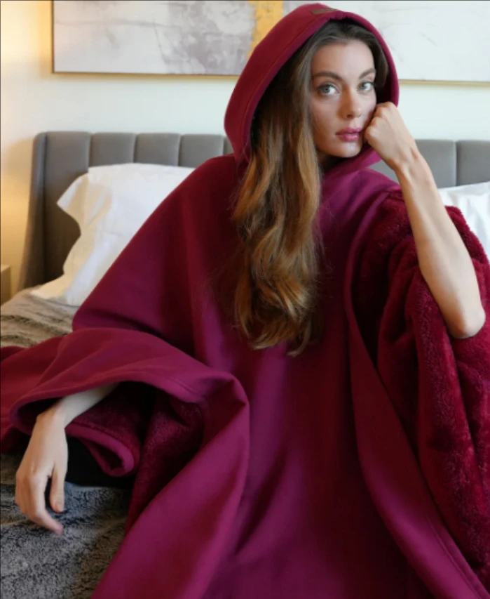 2025Temu Autumn and Winter Punk Loose Hooded Woolen Cape Top Unisex Cyberpunk 24H Delivery
