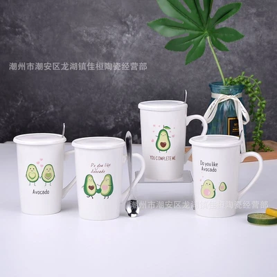 Avocado ceramic lid stainless steel spoon