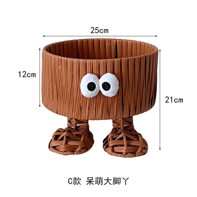 Bigfoot imitation rattan round basket with round eyes