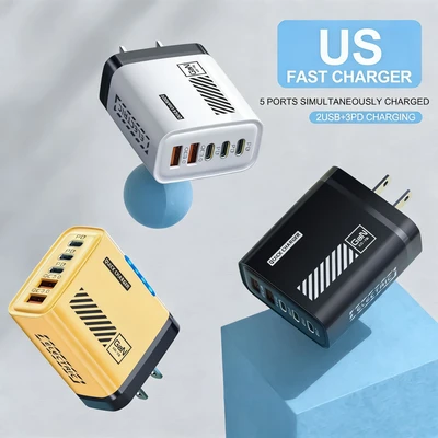 [US Standard] 240 [with light] 2U+3C charging adapter, patterned design