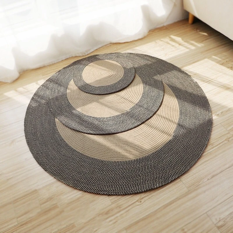 Japanese Jute Woven Carpet Vintage Bedside Mat Living Room Light Luxury Internet Famous Sofa Foot Mat Round Mat Spot