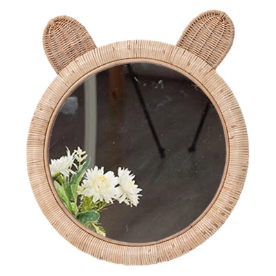 Rattan bear ear mirror 38cm