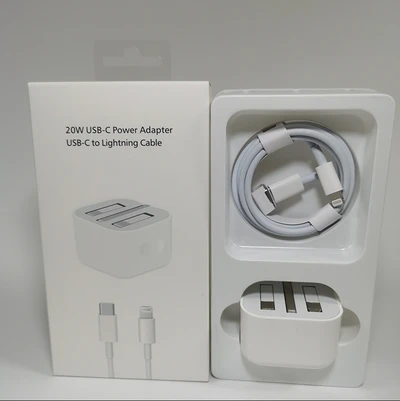 PD20W UK standard folding-pin charger head bare + 20W C to Apple 1m cable + packaging box