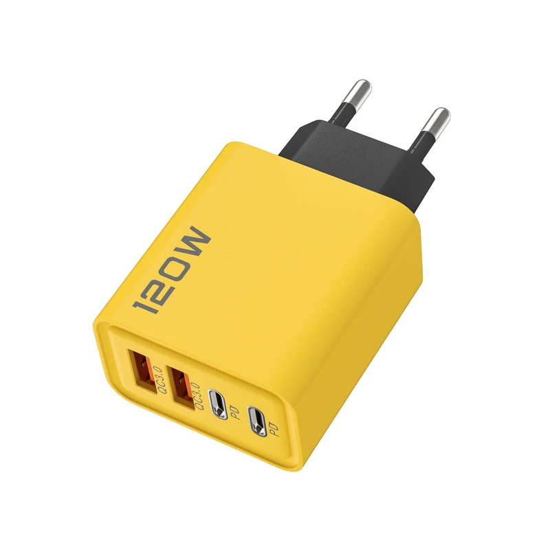 120W dual PD + dual USB charger suitable for Apple, Huawei, Xiaomi phones, European, American, and UK standard type-c charging head