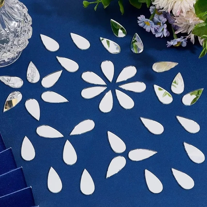 A set of 100 creative Nordic cartoon raindrop mirror wall stickers diy children's room decoration cartoon self-adhesive mirror stickers