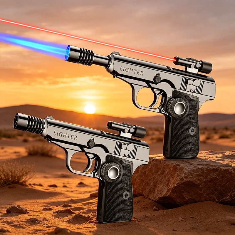 Creative Multifunctional High-Temperature Flame Gun Lighter with Personalized Gun-Shaped Design, Ashtray, and Windproof Lighter Wholesale