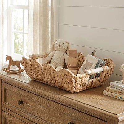 Wooden handle lace basket 38*27*12CM