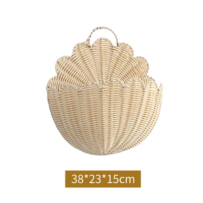 Imitation rattan handle wall hanging basket medium size 38*23*15cm