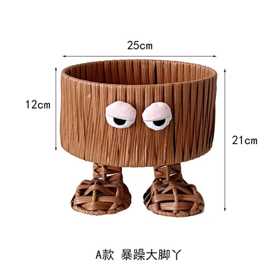 Bigfoot imitation rattan round basket pink eyes