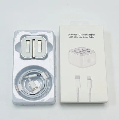35W UK Plug Charger + C to Apple Data Cable 1m + Transparent Hook Case Packaging Box