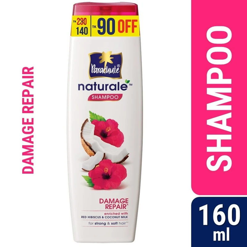 Parachute Naturale Damage Repair Shampoo with Red Hibiscus & Coconut Milk – 160ml