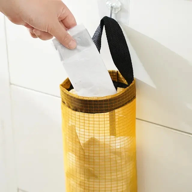Hanging Trash & Grocery Bag Holder – Wall-Mounted Plastic Bag Dispenser