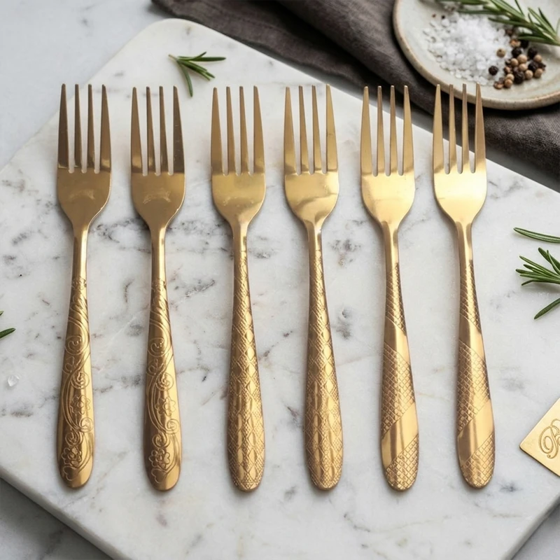 Stainless Steel Gold Color Spoons – 6 Pcs, 6-Inch Premium Cutlery Set