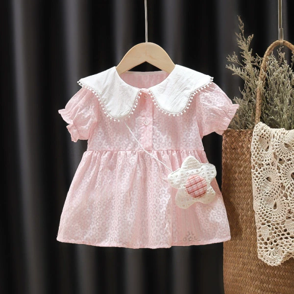 Short-sleeved summer baby girl's flower princess dress