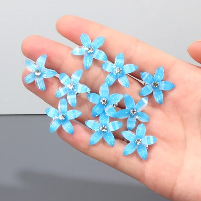 [10 pieces/set of hair button flowers] blue
