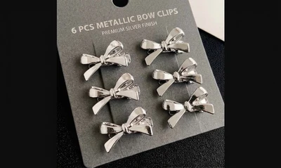 About 2.5cm silver bow hairpin M9-030