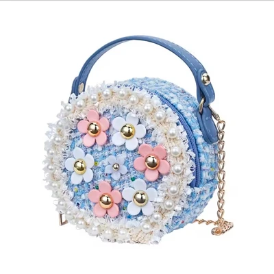Blue Round Flower Bag