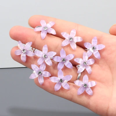 [10 pieces/set of hair button flowers] purple
