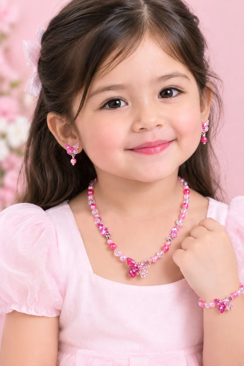 New Children's Necklace Bracelet Mermaid Princess Jewelry Set Cute Cartoon Necklace Girls Baby Necklace