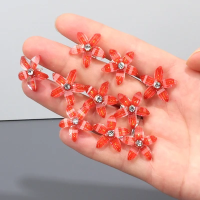 [10 pieces/set of hair button flowers] red
