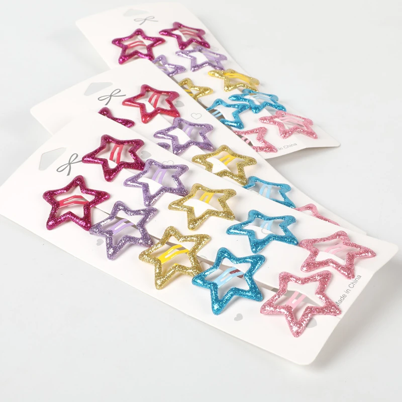 Children's Glossy Star Snap Clip 10 Pcs Set