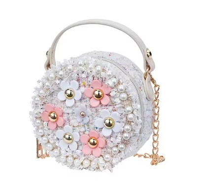 White Round Flower Bag