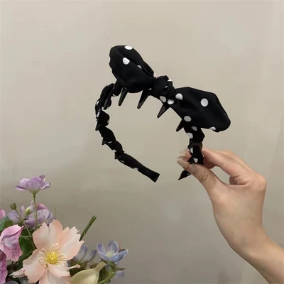 A2- # Polka dot wide headband black