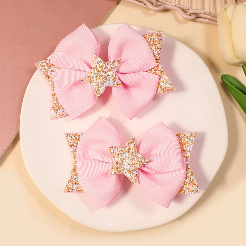 Children's Broken Hair Accessories with Bow Hairpin Double-Layer Star Girls' Jewelry
